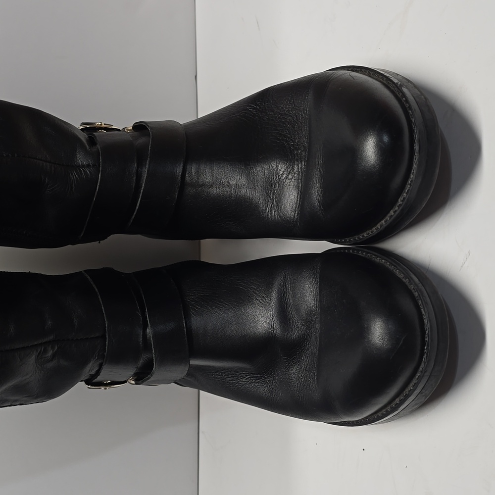 {Kenneth Cole} Reaction Kent Space Bucklr Leather Tall Boots - Black - 9.5 - Picture 4 of 12